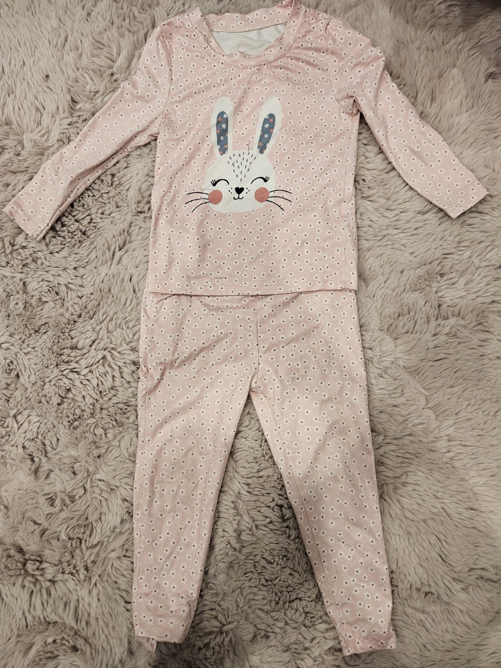 Pink Bunny Kids Pajama Set - Cute Long Sleeve Sleepwear